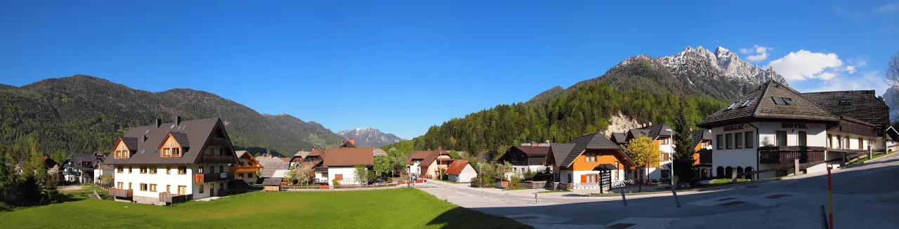 Kranjska Gora houses beneath the Julian Alps